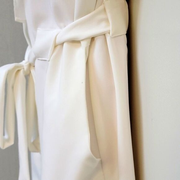 Ark & Co Classy Off-White Fully Lined Belted Dress - Picture 7 of 12